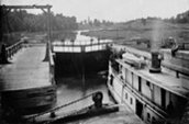 Circa 1880: Écluses à Brewer's Mills. / Photo: William James Topley, Bibliothèque et Archives Canada PA-008831.